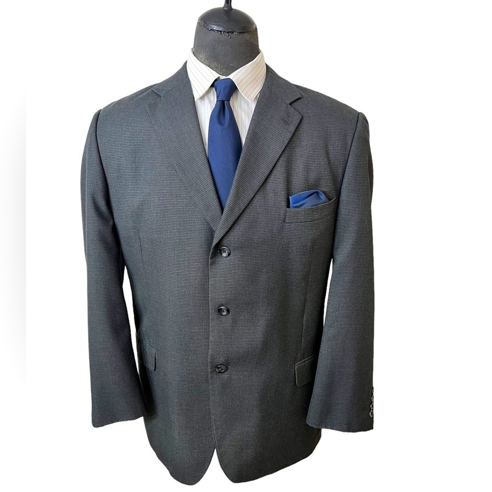 LINEA UOMO MENS ITALIAN STYLE BLAZER. SZ 44R. HOUNDSTOOTH A POLY, VISCO☑️